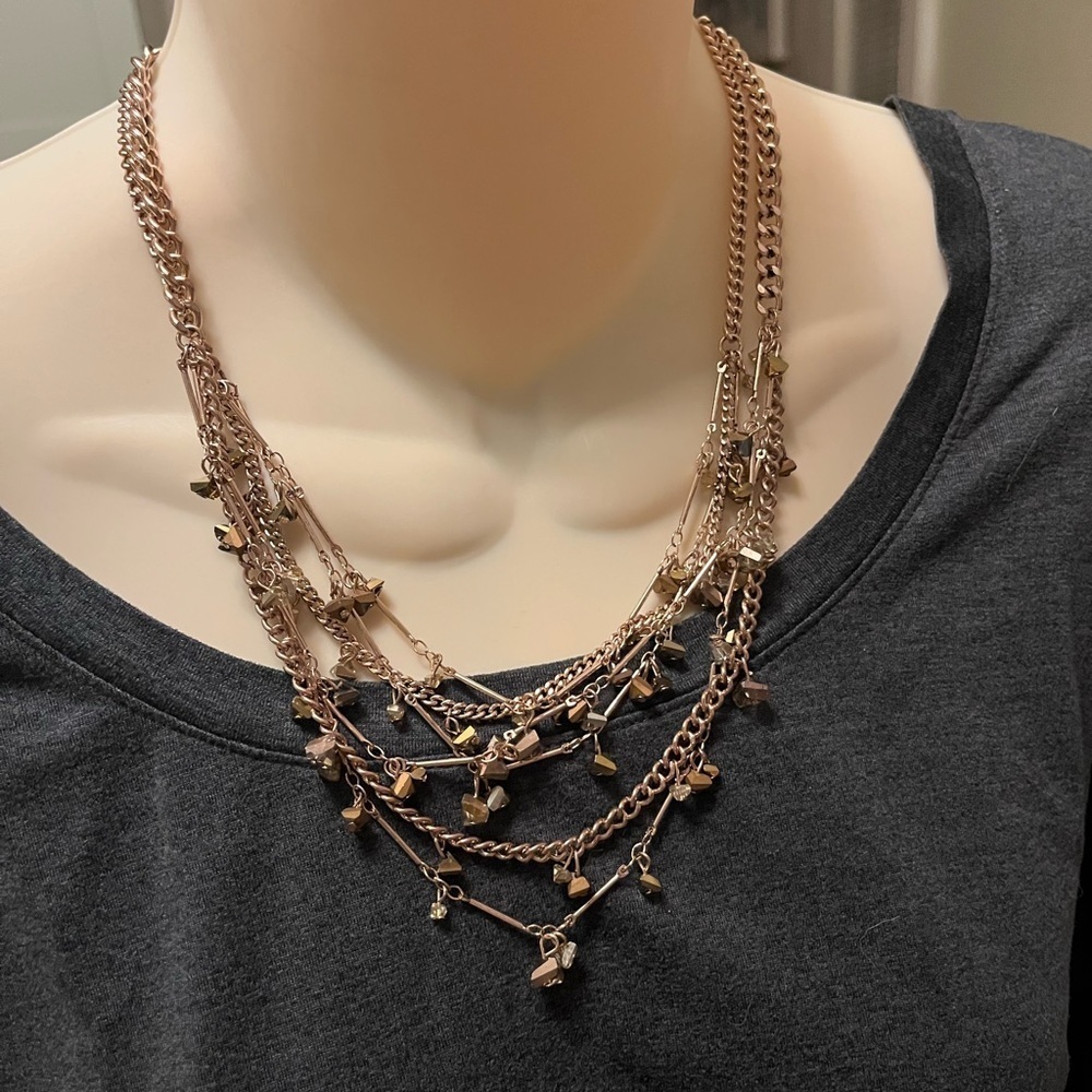 Simply Vera Multistrand Rose Gold Necklace - Picture 4 of 14